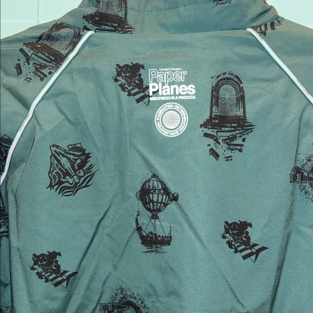 Paper planes Teal and Beige Jacket with Black Details‎